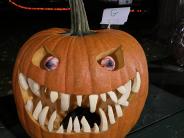 Carved pumpkin with teeth, scary
